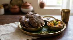 Golden fried Kuttu Ki Puri stacked on a plate, a traditional Navratri vrat recipe from Indian Foods